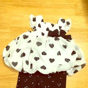 0-3 infant heart outfit top and bottoms